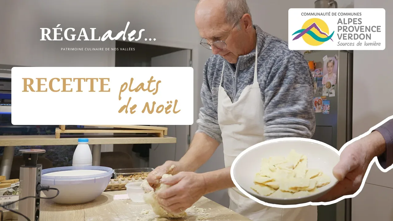 Jean-Luc, président de l'association Petra Castellana, et Michel, habitant de Thorame-Haute, présentent les traditions de Noël dans la série Régalades de la CCAPV.