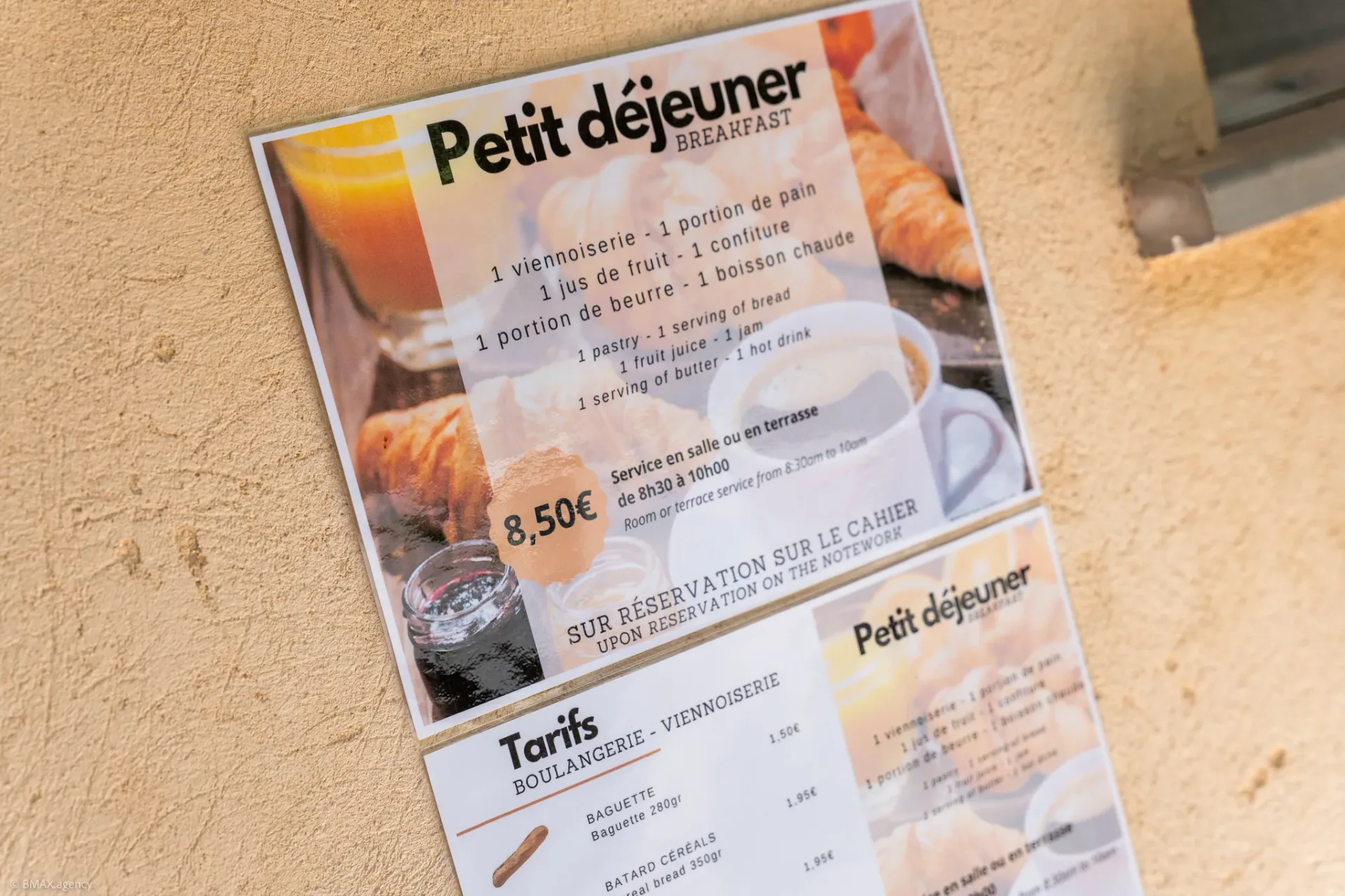Affiche présentant la formule petit déjeuner du camping La Ribière